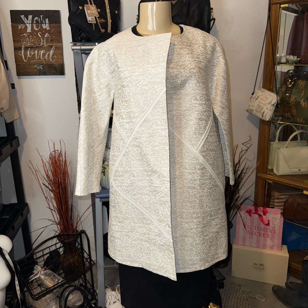 😍Beautiful Lafayette 148 New York Cotton & Silk Long P Open Coat